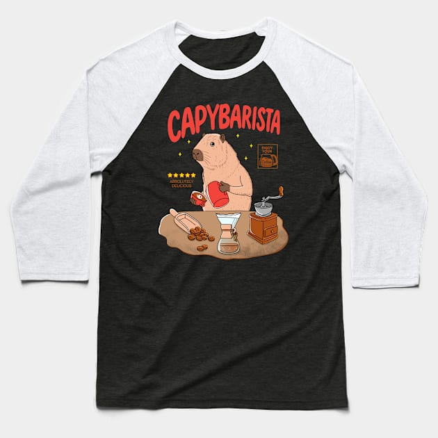 Capybarista Baseball T-Shirt by Kimprut